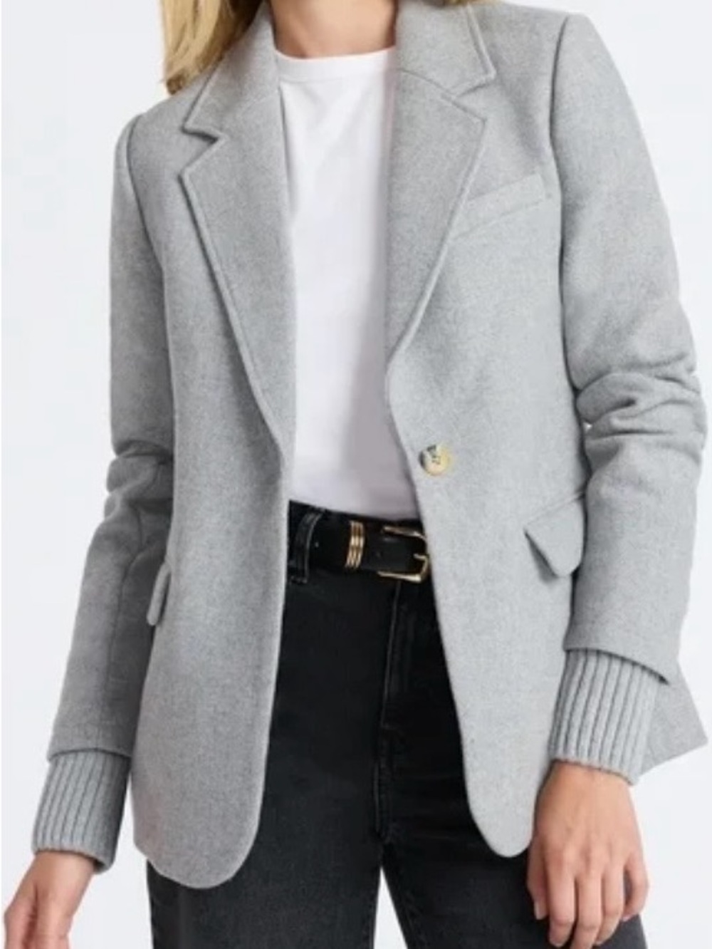 Women's Light Gray Single-Button Tailored Blazer
